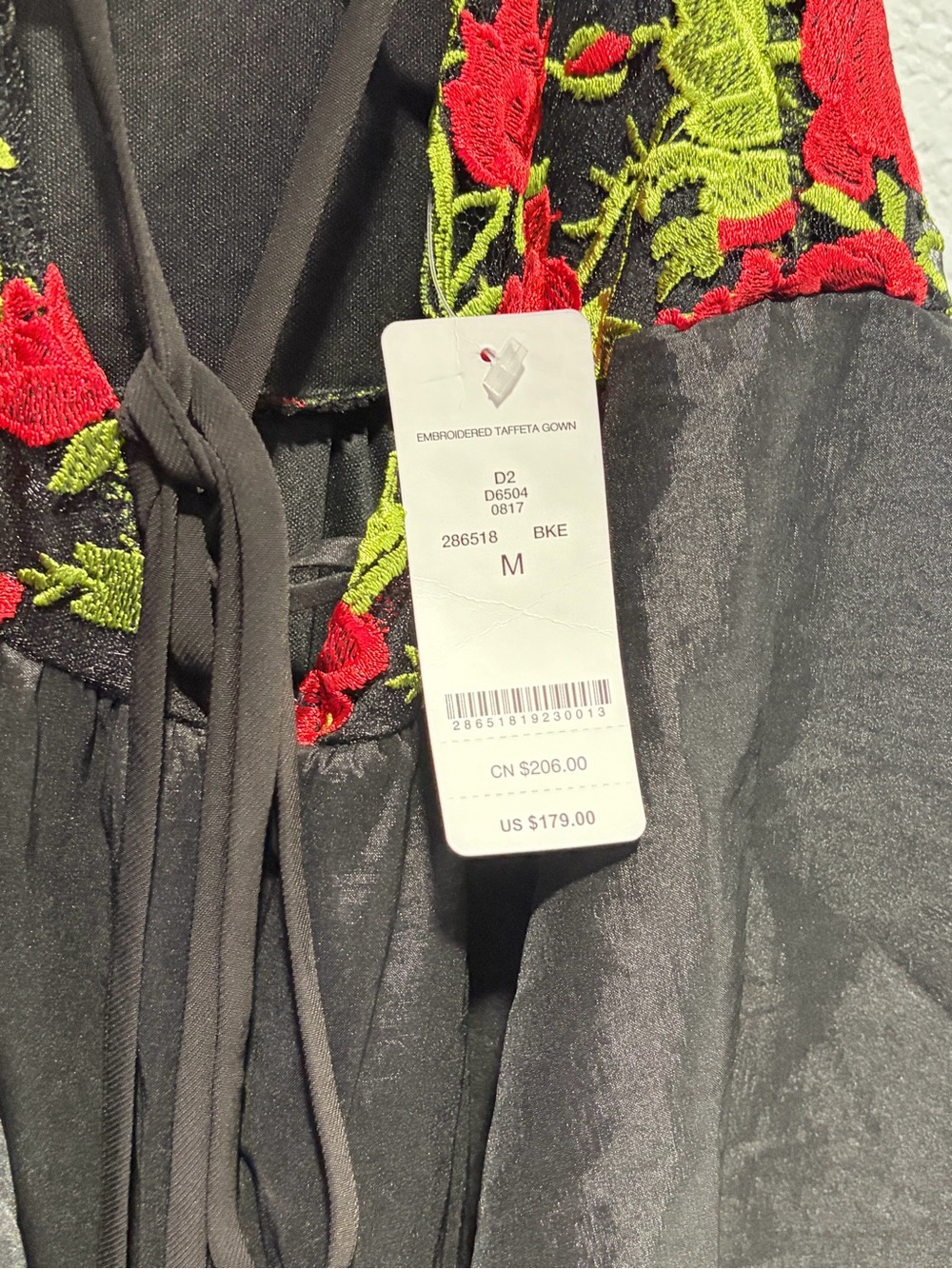 bebe Black High-Low Dress with Red Rose Embroidered Bodice - Picture 6 of 10